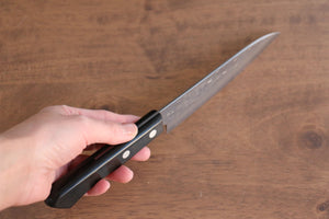 山本 直 AUS8 鎚目 ペティーナイフ 和包丁 135mm 黒合板柄 - 清助刃物