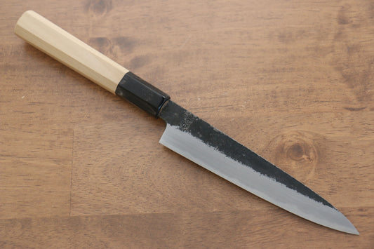 菊月 白ニ鋼 黒仕上げ ペティーナイフ  150mm 朴柄 - 清助刃物