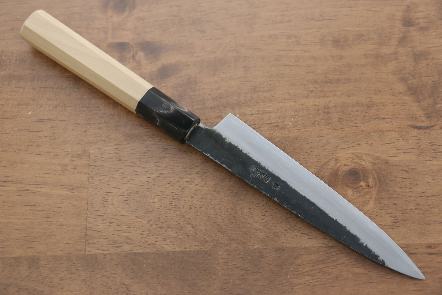 菊月 白ニ鋼 黒仕上げ ペティーナイフ  150mm 朴柄 - 清助刃物