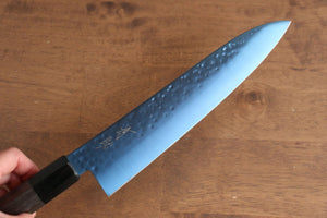 清助 SK-85鋼 イオンプレーティング 鎚目 牛刀包丁 和包丁 210mm グレー合板柄 - 清助刃物