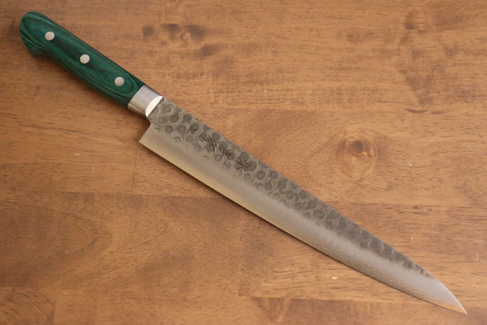 堺 孝行 V金10号 17層ダマスカス 筋引包丁  240mm 緑合板柄