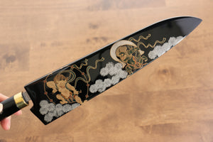 佐治 武士 R2/SG2 ダイヤモンド仕上げ 牛刀包丁 和包丁 240mm 蒔絵(風神 & 雷神)柄 鞘付き - 清助刃物