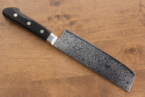 清助 鏡 AUS10 鏡面仕上げ ダマスカス 菜切包丁 和包丁 170mm 黒合板柄 - 清助刃物