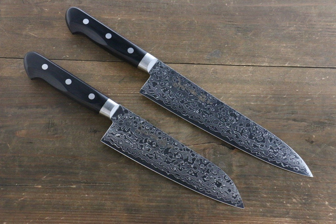 堺 孝行 45層 鏡面 ダマスカス 牛刀包丁 210mm & 三徳包丁 170mm セット - 清助刃物