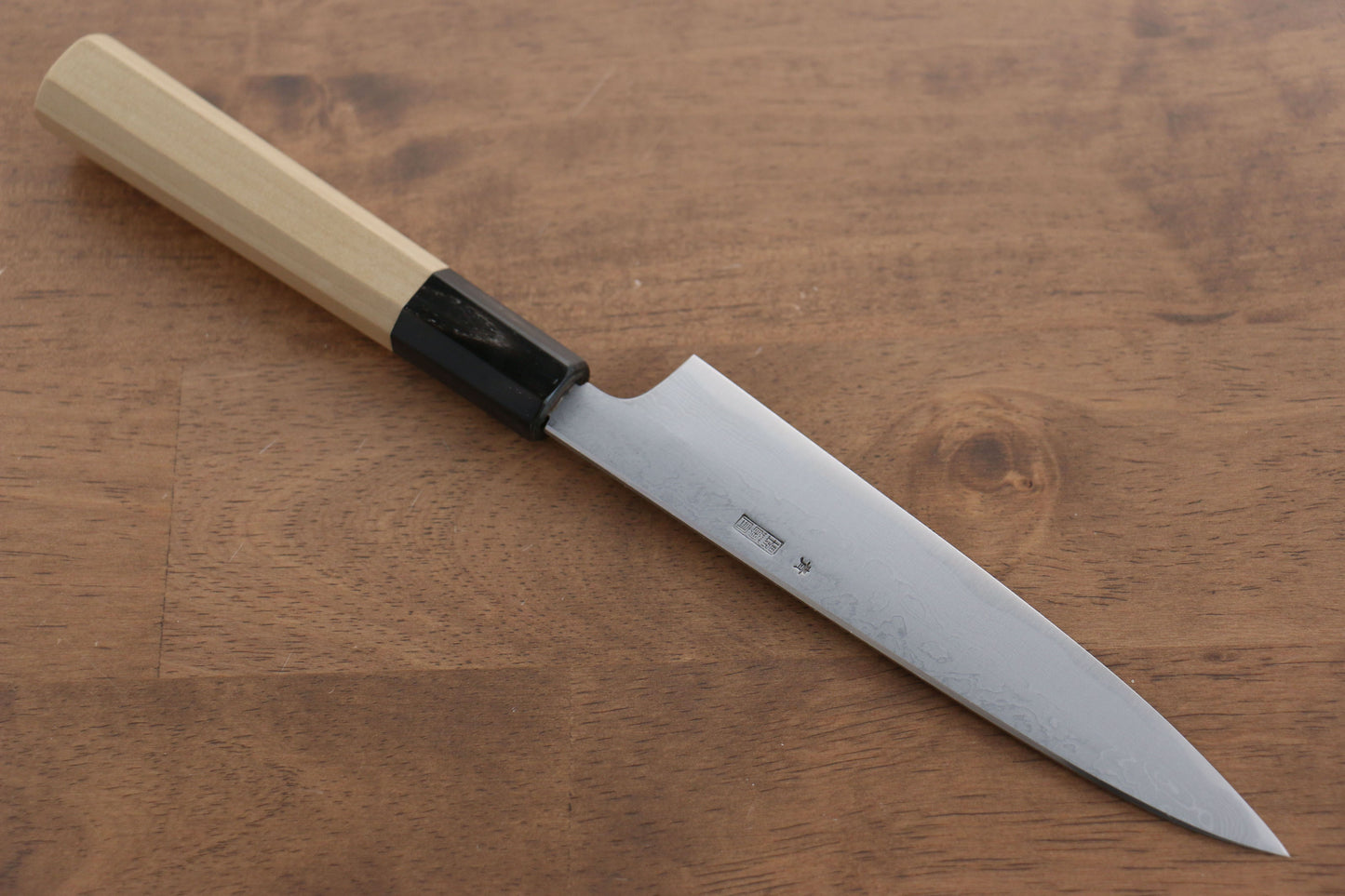 菊月 青一鋼 ダマスカス ペティーナイフ  150mm 朴柄 - 清助刃物