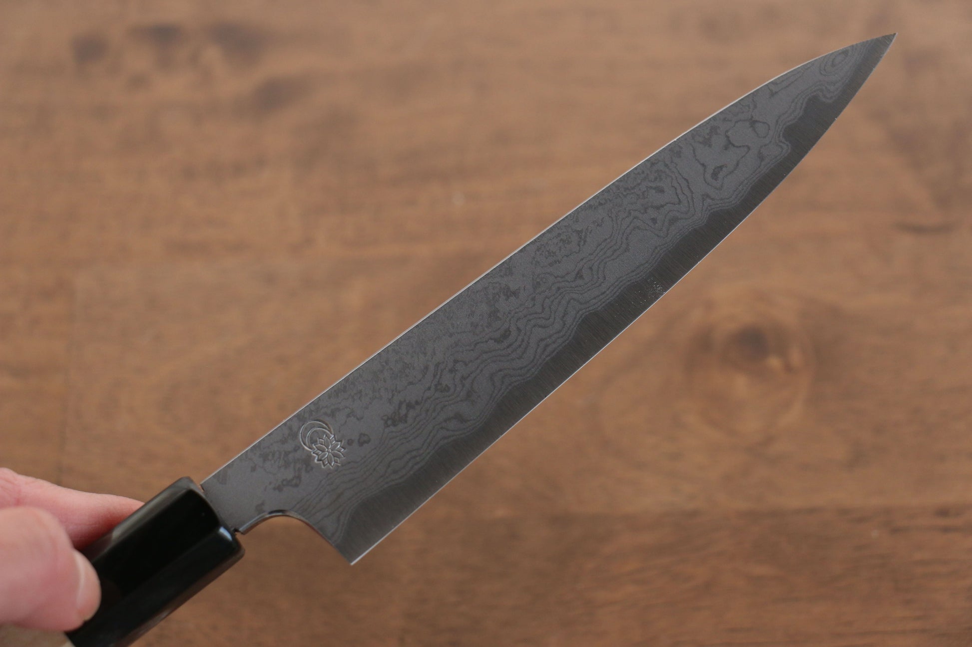 菊月 青一鋼 ダマスカス ペティーナイフ  150mm 朴柄 - 清助刃物