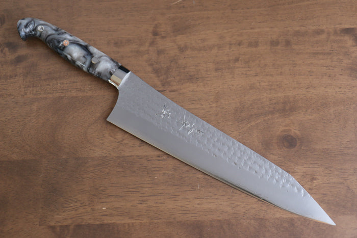 黒崎 優 閃光 鋭 R2/SG2 鎚目 牛刀包丁  240mm グレーアクリル柄