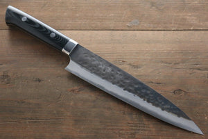 佐治 武士 青スーパー鋼 黒打 牛刀包丁  180mm 黒マイカルタ柄 - 清助刃物