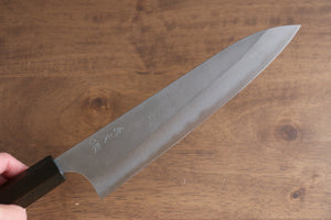 加藤 義実 青スーパー鋼 梨地 牛刀包丁 和包丁 210mm エンジュ漆塗り(黒）柄 - 清助刃物