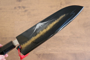 黒崎 優 閃光 R2/SG2 鎚目 富士山  沈金 三徳包丁 和包丁 165mm 漆塗り柄 鞘付き - 清助刃物