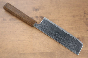 清助 波 AUS10 鏡面仕上げ ダマスカス 菜切包丁 和包丁 170mm 樫柄 - 清助刃物