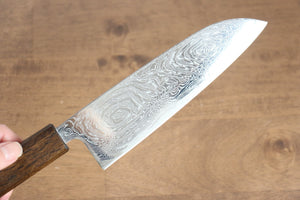 清助 波 AUS10 鏡面仕上げ ダマスカス 三徳包丁 和包丁 165mm 樫柄 - 清助刃物