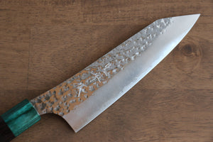 黒崎 優 閃光 鋭 R2/SG2 鎚目 文化包丁 和包丁 165mm 紫檀 (口輪：緑合板)柄 - 清助刃物