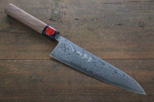 田中 誠貴 青ニ鋼 ダマスカス 牛刀包丁 和包丁 210mm ウォルナット柄 - 清助刃物