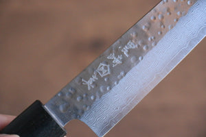 黒崎 真 V金10号 鎚目(丸) ダマスカス ペティーナイフ  135mm 紫檀柄 - 清助刃物