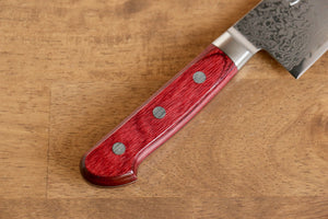 清助 V金10号 33層 鏡面仕上げ ダマスカス 三徳包丁 和包丁 180mm 赤合板柄 - 清助刃物