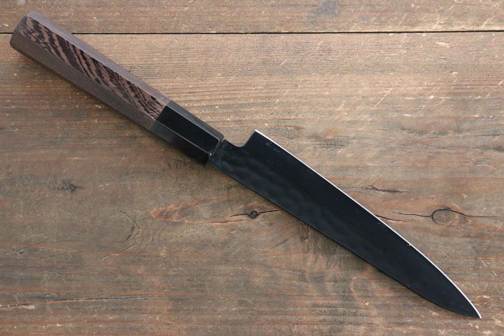 堺 孝行 黒影 V金10号 鎚目テフロン加工 三徳, ペティ 150mm ウェンジ柄 セット - 清助刃物