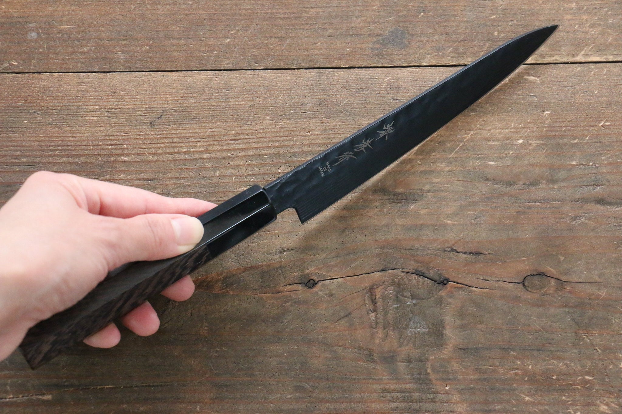 堺 孝行 黒影 V金10号 鎚目テフロン加工 三徳, ペティ 150mm ウェンジ柄 セット - 清助刃物