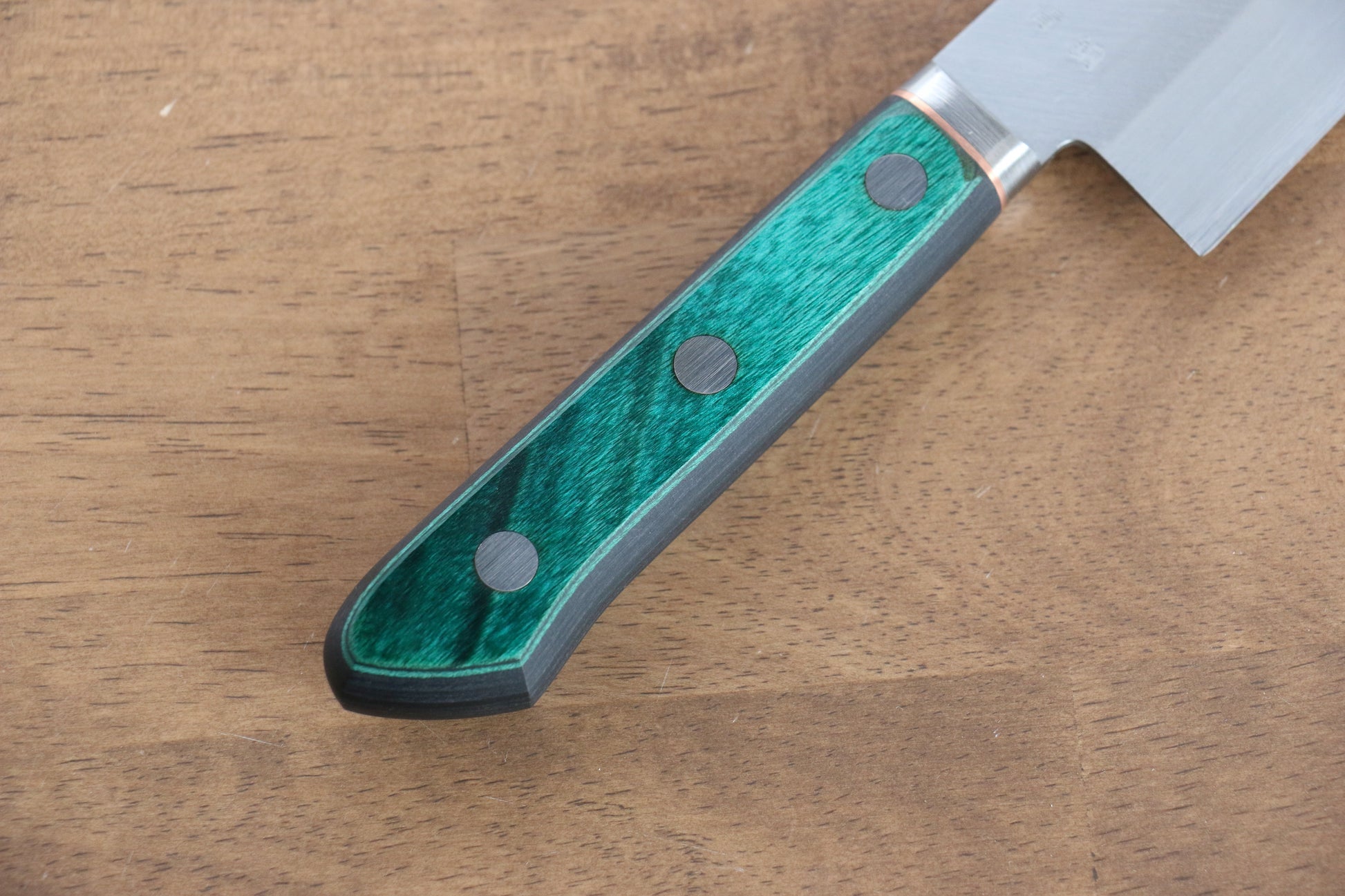 堺 菊守 青一鋼 三徳包丁 和包丁 165mm 緑合板柄 - 清助刃物