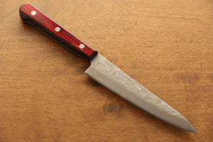 清助 銀三鋼 梨地 ペティーナイフ  135mm 赤合板柄 - 清助刃物