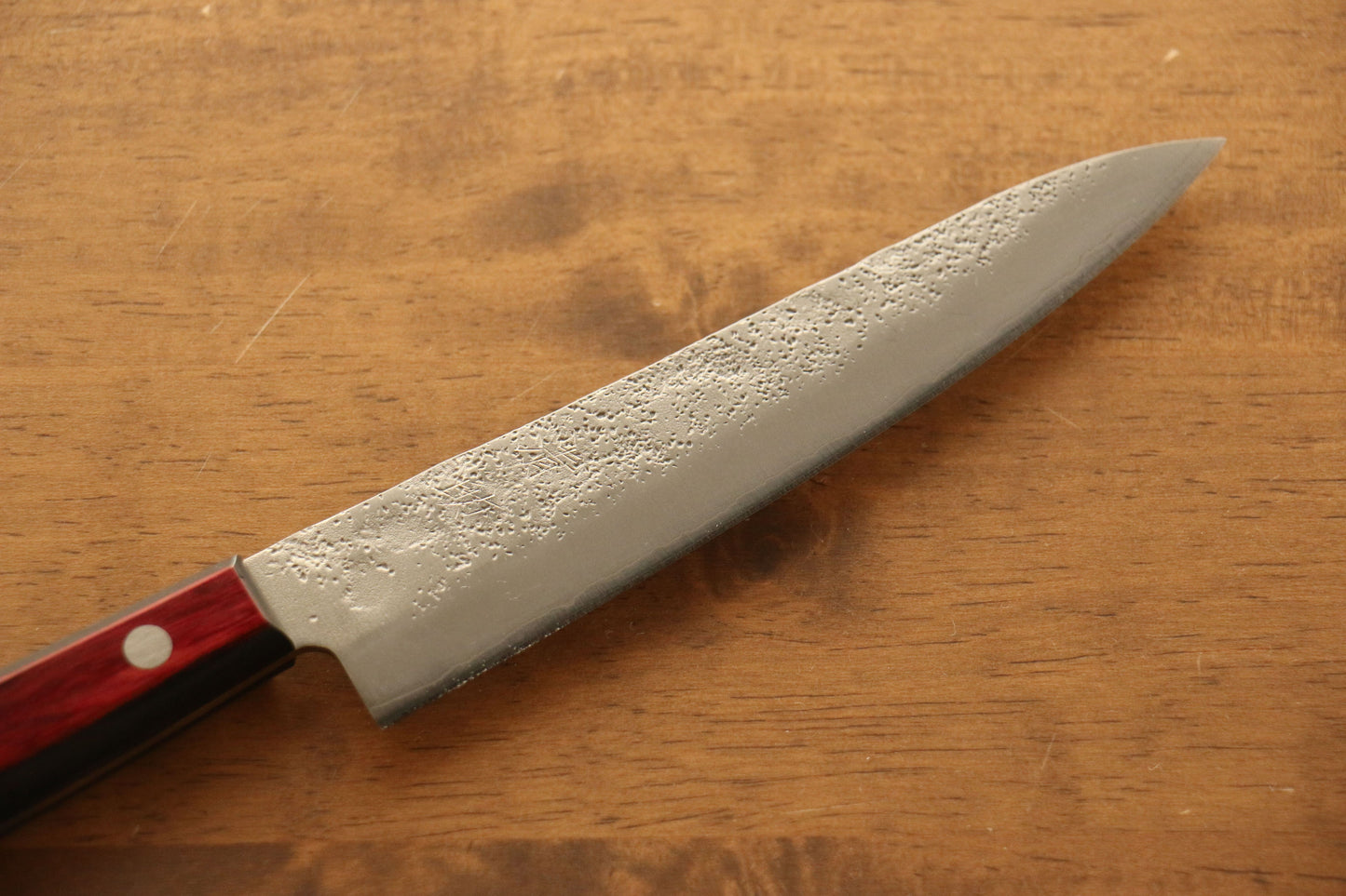 清助 銀三鋼 梨地 ペティーナイフ  135mm 赤合板柄 - 清助刃物