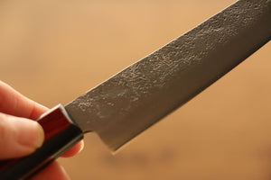 清助 銀三鋼 梨地 ペティーナイフ 和包丁 135mm 赤合板柄 - 清助刃物