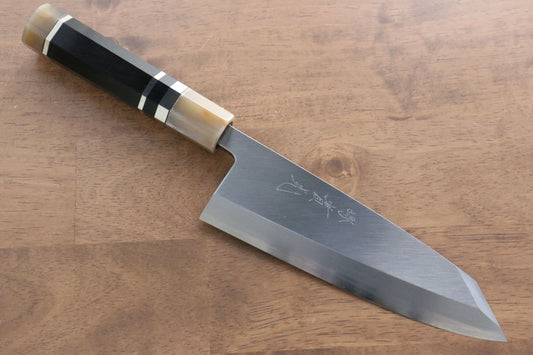 實光 至光 白鋼 切付出刃包丁 180mm 両側リング付き黒檀柄 - 清助刃物