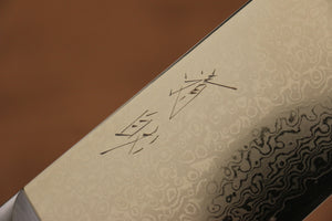 清助 彩雲 V金10号 ダマスカス 牛刀包丁 和包丁 230mm 黒マイカルタ柄 - 清助刃物