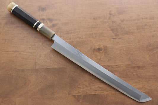 實光 至光 白鋼 先丸柳刃包丁 270mm 両側リング付き黒檀柄 - 清助刃物