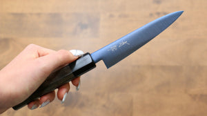 清助 SK-85鋼 イオンプレーティング 磨き仕上げ ペティーナイフ  120mm グレー合板柄 - 清助刃物