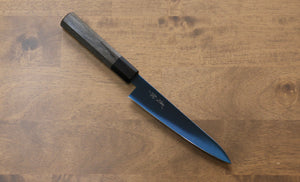 清助 SK-85鋼 イオンプレーティング 磨き仕上げ ペティーナイフ 和包丁 150mm グレー合板柄 - 清助刃物