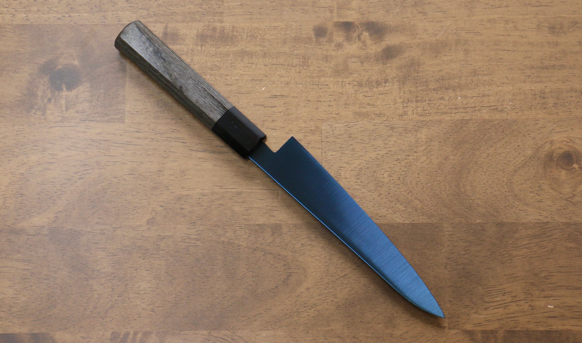 清助 SK-85鋼 イオンプレーティング 磨き仕上げ ペティーナイフ  150mm グレー合板柄 - 清助刃物