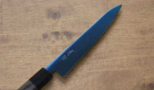 清助 SK-85鋼 イオンプレーティング 磨き仕上げ ペティーナイフ 和包丁 150mm グレー合板柄 - 清助刃物