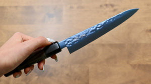 清助 SK-85鋼 イオンプレーティング 鎚目 ペティーナイフ  150mm グレー合板柄 - 清助刃物