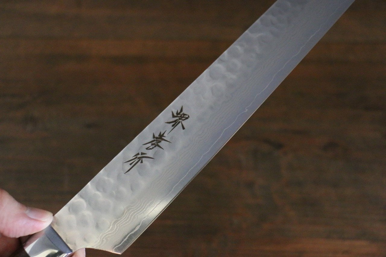 堺 孝行 V金10号 17層ダマスカス 切付柳刃包丁 300mm デザートアイアンウッド（杉原モデル）柄 - 清助刃物