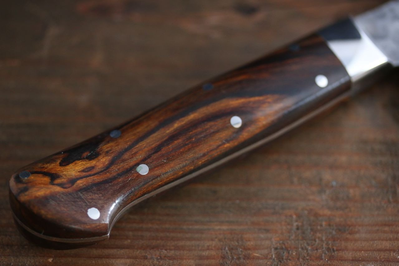 堺 孝行 V金10号 17層ダマスカス 三徳包丁  180mm デザートアイアンウッド（杉原モデル）柄 - 清助刃物