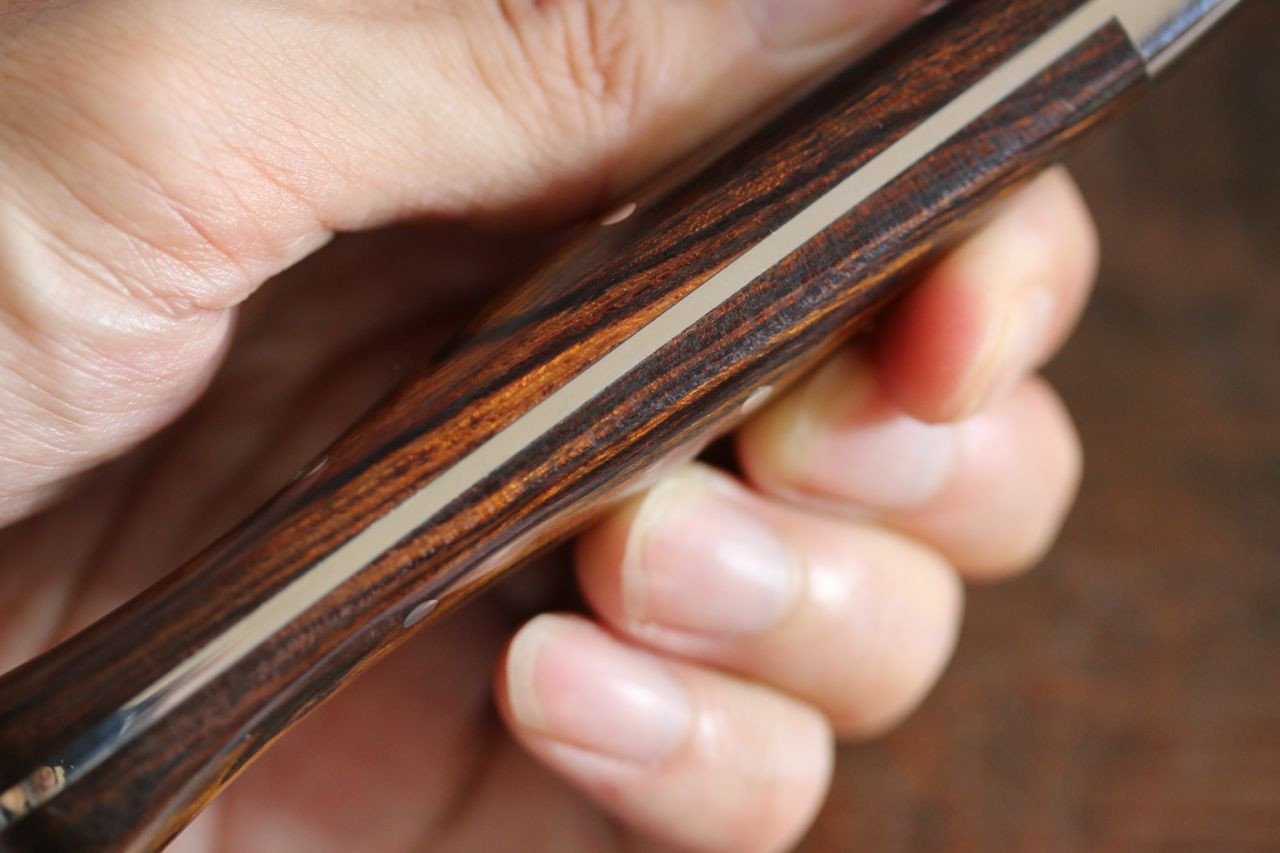 堺 孝行 V金10号 17層ダマスカス 三徳包丁  180mm デザートアイアンウッド（杉原モデル）柄 - 清助刃物