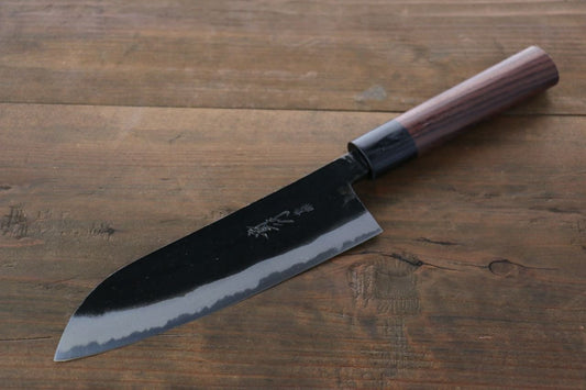 岩井 貴行 青ニ鋼 黒打 三徳包丁  165mm 紫檀柄 - 清助刃物