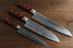 堺 孝行 33層 ダマスカス 牛刀包丁  210mm, 三徳包丁 ＆ ペティナイフ 150mm セット - 清助刃物