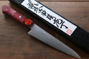田中 誠貴 VG10 17層 ダマスカス ペティーナイフ 150mm 赤合板柄 - 清助刃物