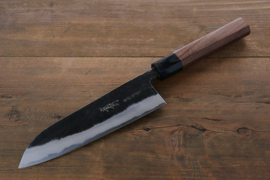 岩井 貴行 青スーパー鋼 黒打 三徳包丁  165mm 紫檀柄 - 清助刃物
